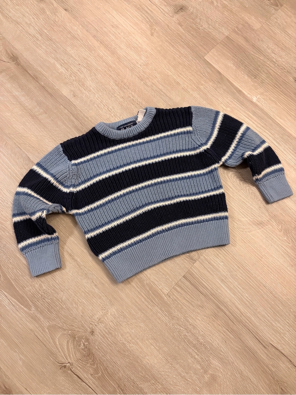 The Children’s Place 3T Retro Striped Chunky Knit Sweater Blue Navy Y2K